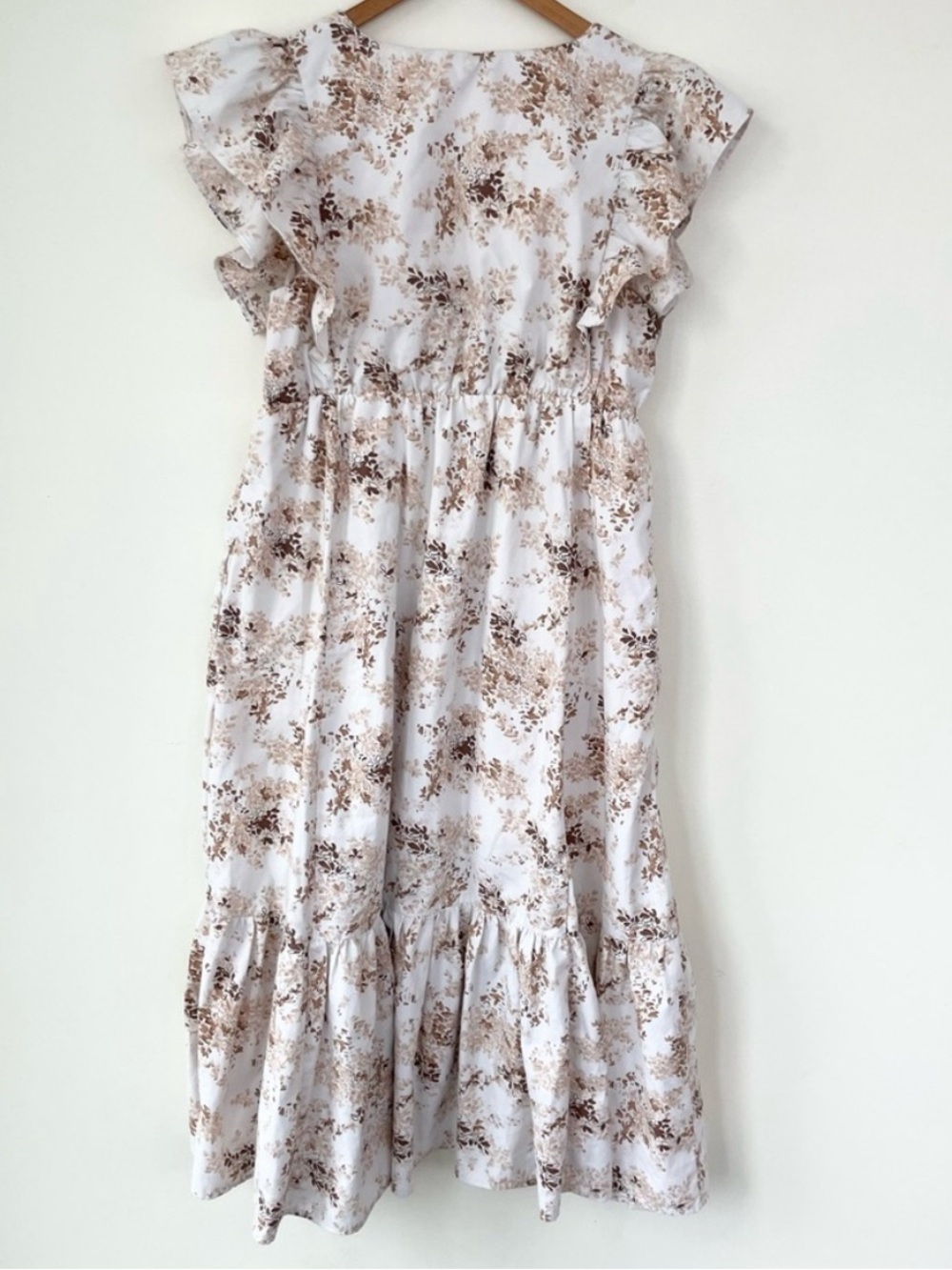 Abercrombie & Fitch Floral Babydoll Midi Dress Ruffle Sleeve L Large - Picture 5 of 7